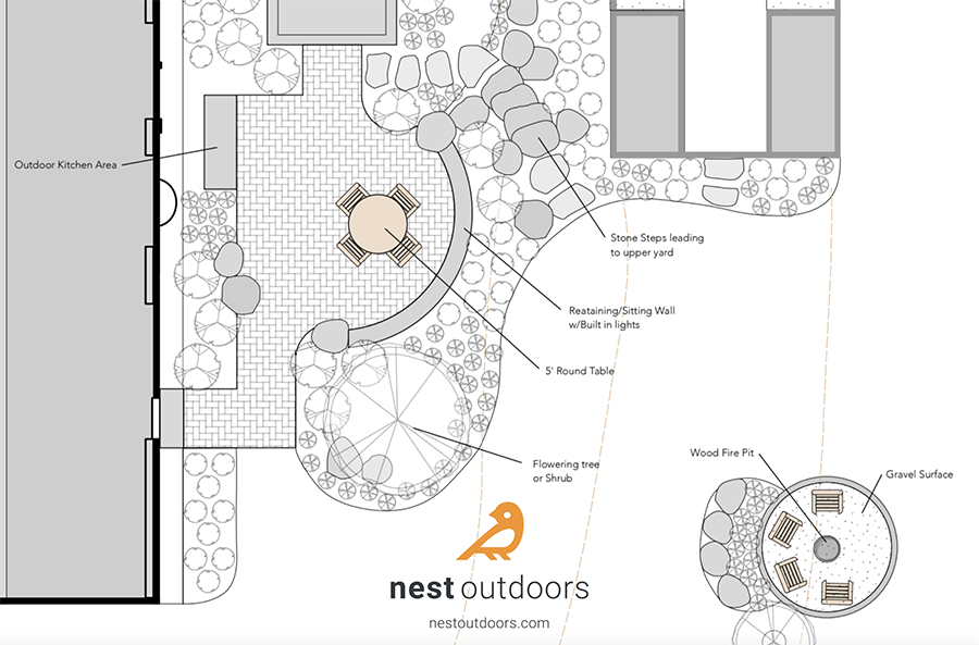 New patio design by Nest Outdoors for a homeowner in Bedford New Hampshire