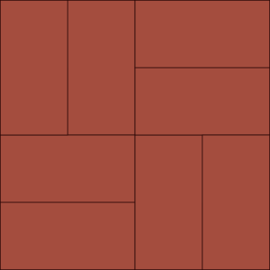 Clay brick paver basketweave pattern by patio landscape designer Nest Outdoors